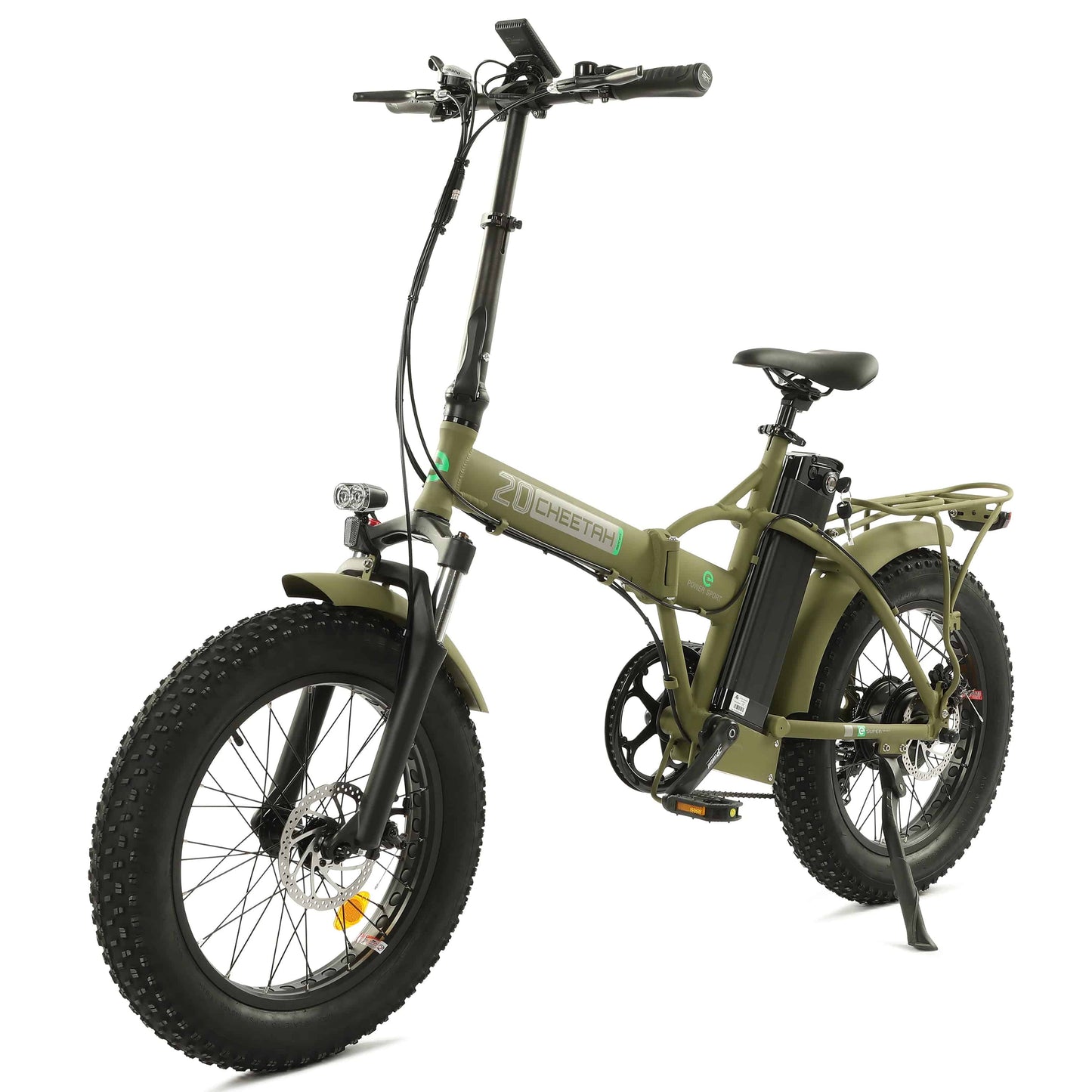 48v Fat Tire Folding Electric Bike - Matte Green